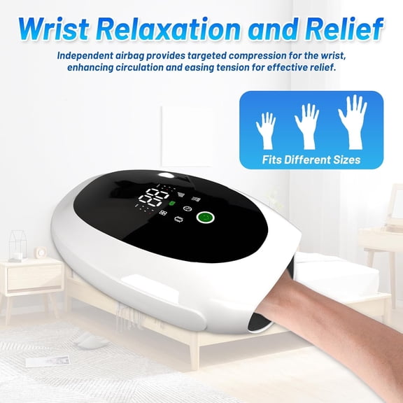 Hand Massager with Heat and Compression for Carpal Tunnel Relief, Electric Cordless Pressure Massage for Athletes Gamers Writers