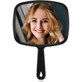 thumbnail image 1 of Hand Mirror, Barber Hairdressing Handheld Mirror with Handle for Salon, Square, Black, Large, 1 of 6