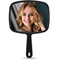 thumbnail image 1 of Hand Mirror, Barber Hairdressing Handheld Mirror with Handle for Salon, Square, Black, Medium, 1 of 6