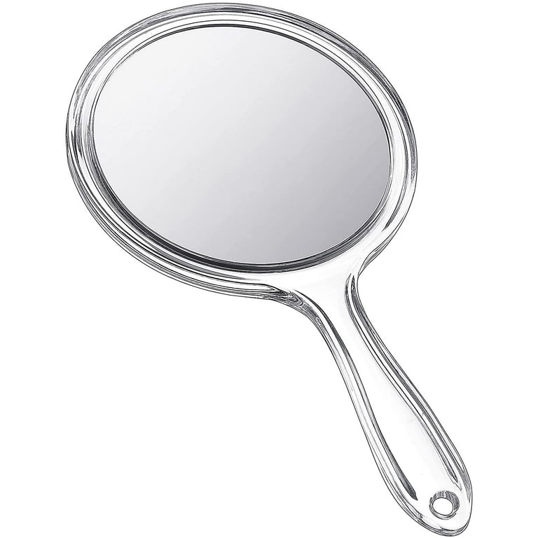 Hand Mirror Double Sided Handheld Mirror 1X 2X Magnifying Mirror with Handle Transparent Hand Mirror Rounded Shape Makeup Mirror Transparent color Walmart