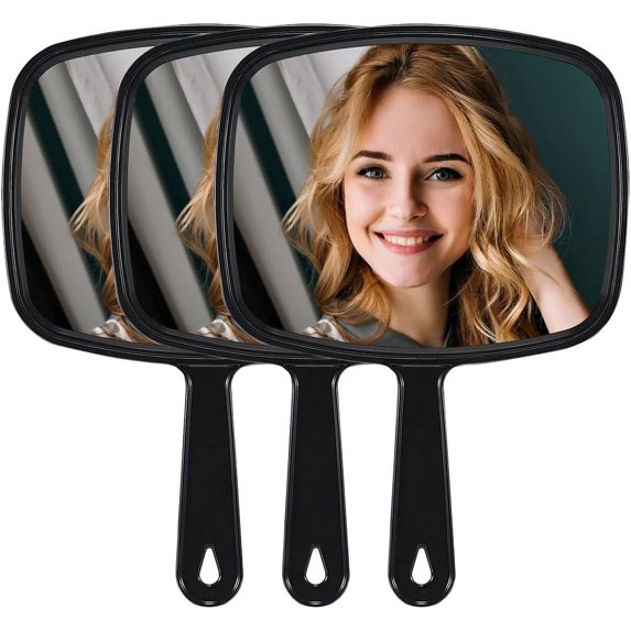 Hand Mirror, Extra Large Barber Hairdressing Handheld Mirror with Handle for Salon, Square
