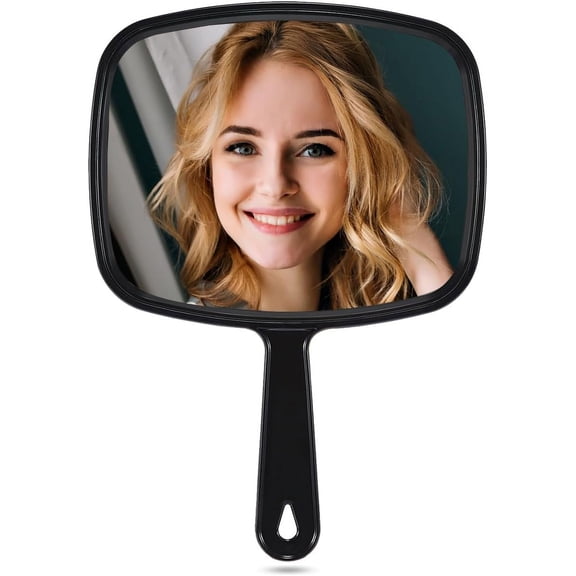 Hand Mirror, Extra Large Barber Hairdressing Handheld Mirror with Handle for Salon, Square