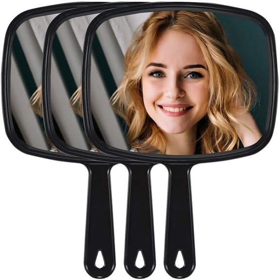 Hand Mirror, Extra Large Barber Hairdressing Handheld Mirror with Handle for Salon, Square