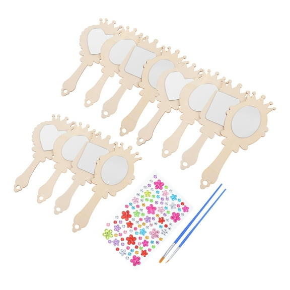 Hand Mirror Handheld Acrylic Mirrors Wood for Craft Children's Wooden Pine