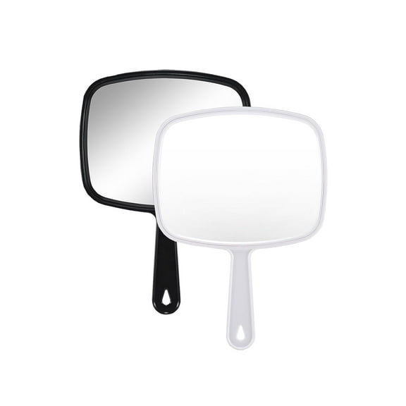 Hand Mirror Salon Barber Hairdressing Handheld Mirror with Handle(Square,Black and White,7.4 x 10.3 inches), 2PCS, Black&white