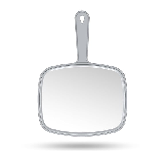 Hand Mirror Salon Barber Hairdressing Handheld Mirror with Handle (Square Grey 7.4 x 10.3 inches)