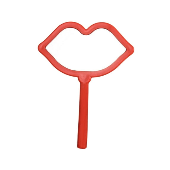Hand Mirror with Handle Lip Shape Mirror for Makeup Portable Cosmetic Small Mirrors for Women Travel Go shopping Daily Use (Red)