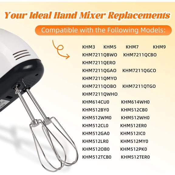 Hand Mixer Beaters for , W10490648 Attachments Compatible with KHM2B AP5644233 PS4082859