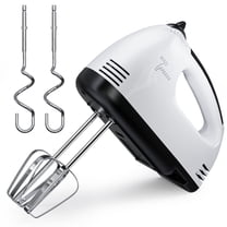 TINANA 7 Speed Hand Mixer Electric Handheld with Stainless Steel Beaters & Dough Hooks, Cookie Mixer with Turbo Boost, Food Beater for Kitchen Baking Cakes, Eggs, Cream, White