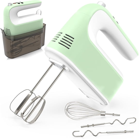 Hand Mixer Electric, 9 Speed 400W Handheld Mixer with Digital, Touch Button, Turbo, Snop-On Storage Case, 5 Stainless Steel Accessories, Mixer Electric Handheld for Cake, Cookie, Egg (Grass Green)