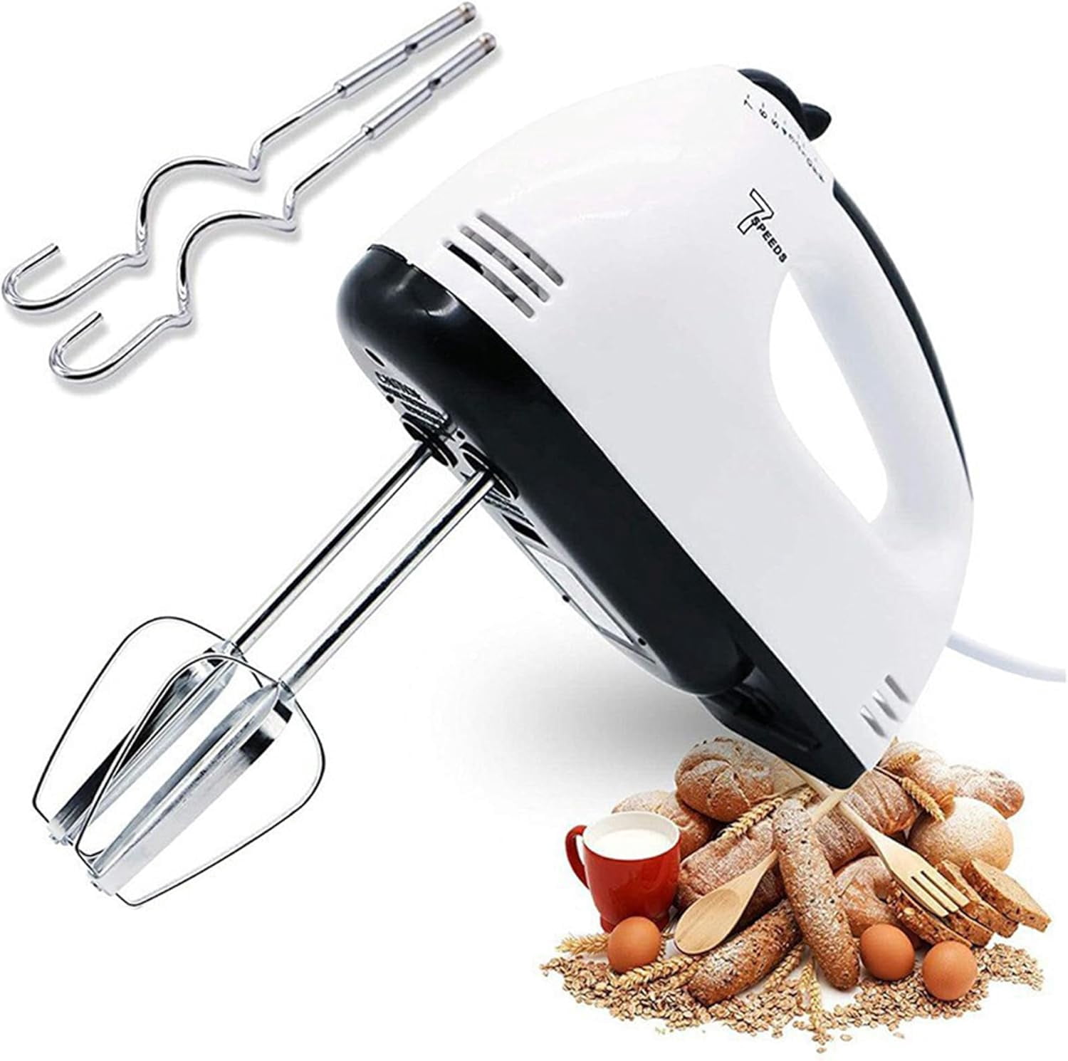 Hand Mixer Electric Handheld: Electric Mixer 7-Speed Adjustment,Electric Hand Mixer with 2 Dough Mixers and 2 Stirring Rods,Mixer Electric Handheld for Mixing Dough,Cream and Making Mashed Potatoes
