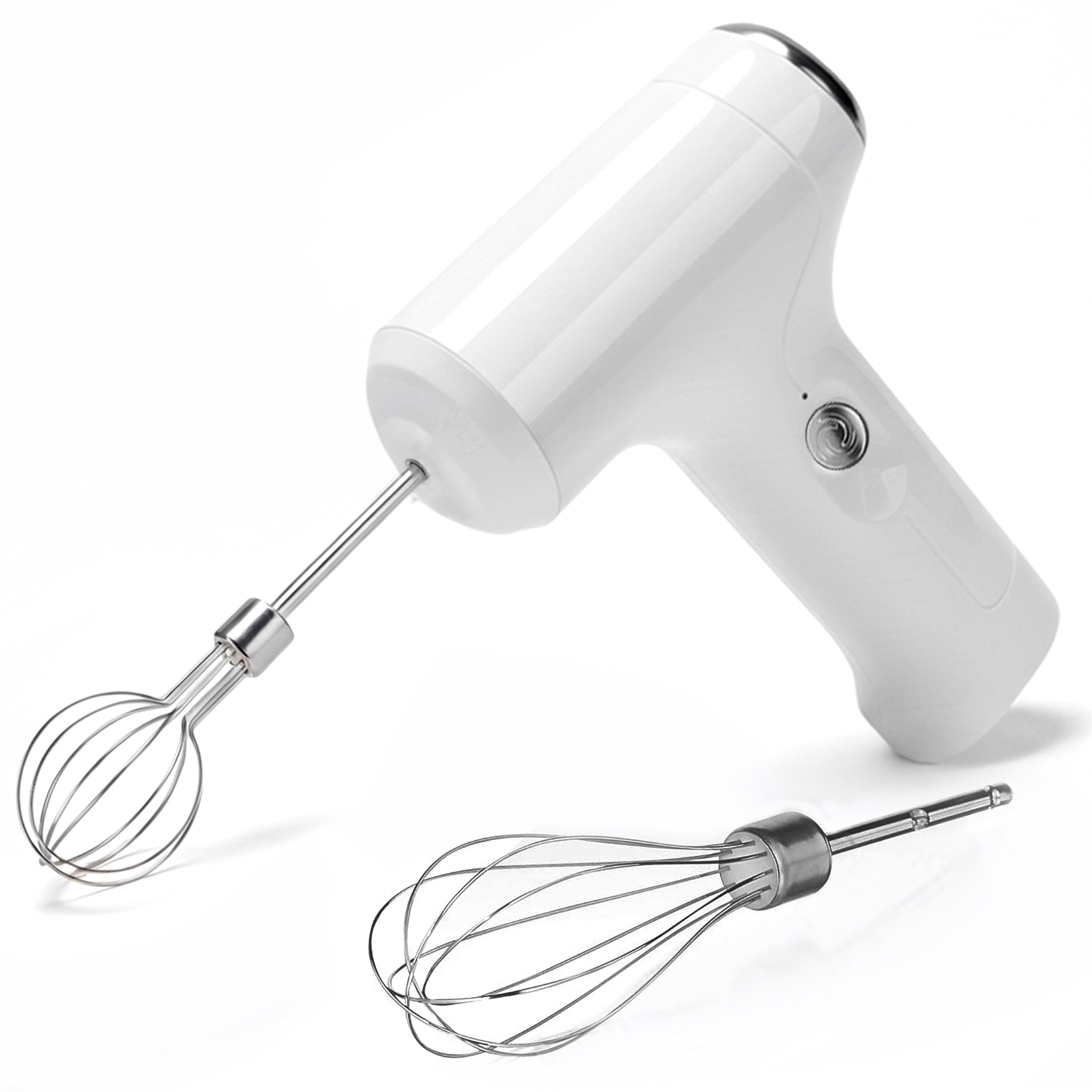 Batidora de mano eléctrica, batidora eléctrica de mano, motor de alta potencia para mezclado eficiente, ajuste inteligente de 3 velocidades, carga inalámbrica por USB para mayor comodidad, diseño de pie para higiene