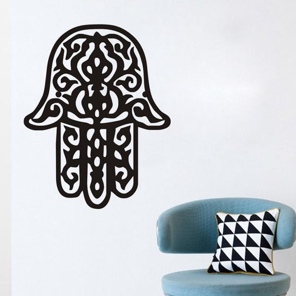 Hand Of Fatima Wall Stickers Living Room Art Vinyl Hollow Out Home Decor Arabic Religious Wall Decals 45x29cm