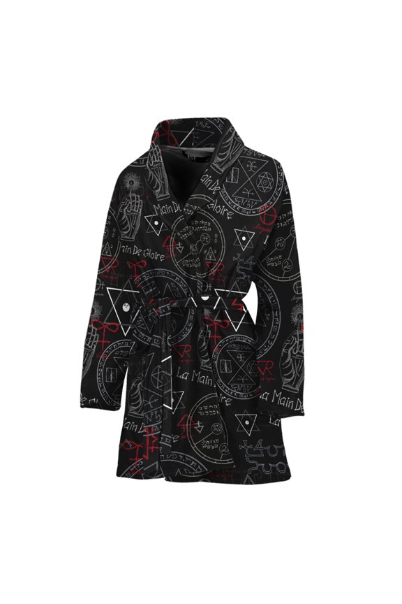 Hand Of Glory Black Magic Witch Women Bathrobe One Size Univeral Fits Fashion Lightweight Plush Fleece Long Robe For Women