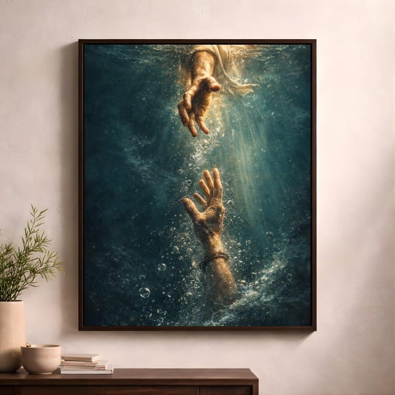Hand Of God Reaching Through Water Print, Unframed Paper Poster 8x10in