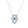 thumbnail image 1 of Hand Of Hamsa Evil Eye Dainty Necklace With CZ Stones (G108), 1 of 2