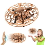 Hand Operated Drones for Kids & Adults, ZIOBLW Super Fun & Easy Hands Free Mini Drone Helicopter (2 Speed & LED Light), Indoor Flying Ball Toys Gifts for 6 7 8 9 10 Years Old Boys & Girls - Gold