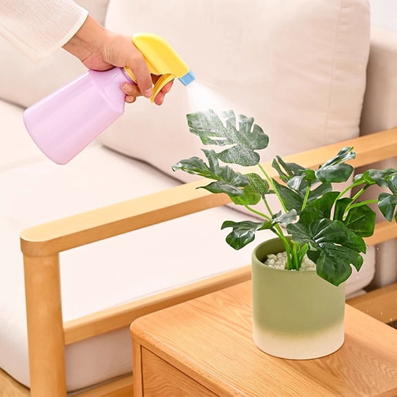 Hand Operated Fine Mist Spray Bottle for Plants, Watering Cleaning Hair Care Moisturizing Sprayer Ergonomic Comfortable Grip Multi Purpose for Home Garden Office Pet Car Durable Plastic Purple Yellow