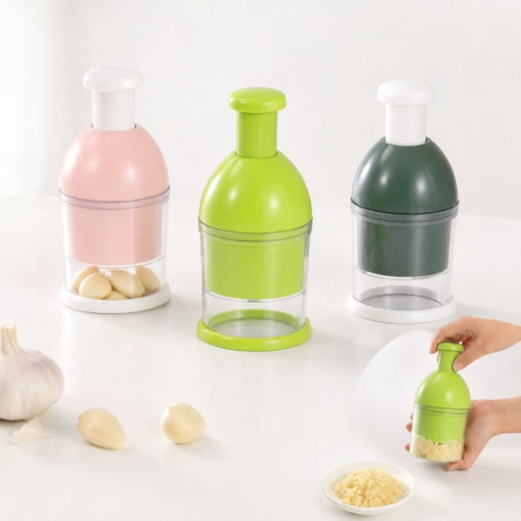 Hand Operated Kitchen Utensil, Hand Chopper for Kitchen, Chopper Vegetable Cutter, Small Chopper, Pink 9X4 Inch No-Electric Garlic and Ginger Mincing Tool, Compact Press