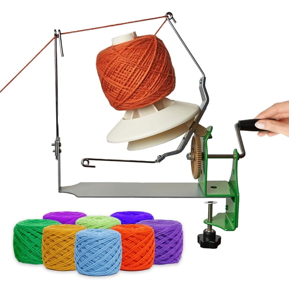 Hand Operated Metal Yarn Winder, 16 Oz Capacity, Crochet & Knitting Tool
