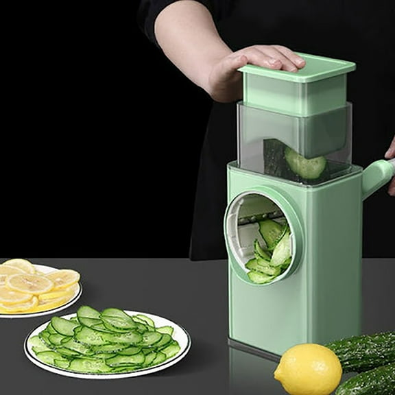 Hand-Operated Vegetable Cutter with 3 Stainless Steel Blades, Multi-Function Roller Grater Planer for Fast Chopping, Vegetable Slicers for Kitchen Use with Suction Cup Base