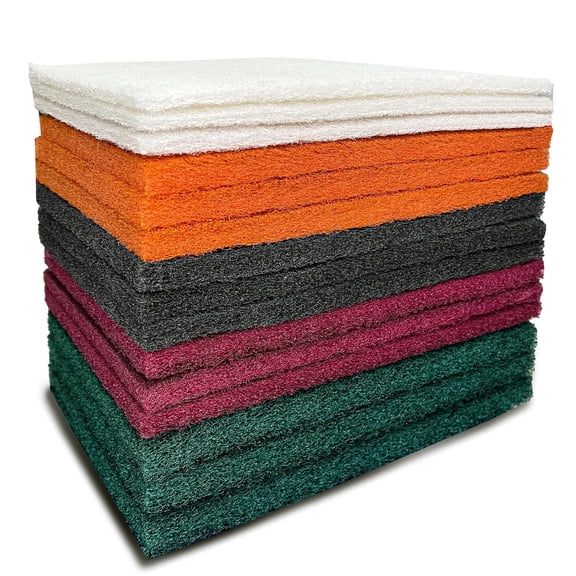 Hand Pads Coarse Medium Fine Superfine 5 Different Specifications Assortment General Purpose Scouring Pad ldeal for Garden Tools and Grills, Automotive Body 15 Pack 6 x 9 Inch -