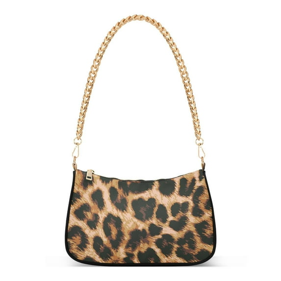Hand Paint Leopard Print Womens Chain Shoulder Bag Tote Handbag Clutch Hobo Purse with Zipper for Travel Casual