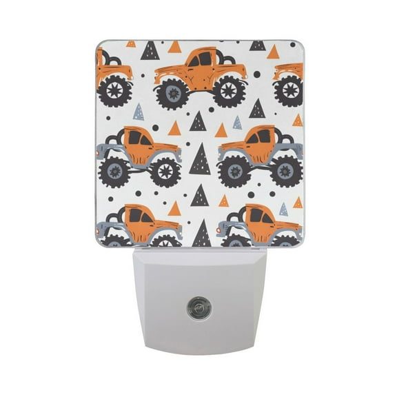 Hand Paint Monster Truck Night Light 2 Pack LED Nightlight Plug into Wall Dusk to Dawn Sensor Soft White