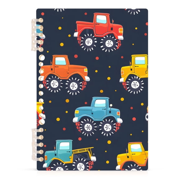 Hand Paint Monster Trucks Notebooks 1-subject Journal 60 Sheets A5 College Ruled Paper Detachable Ring 8.3"x5.7"