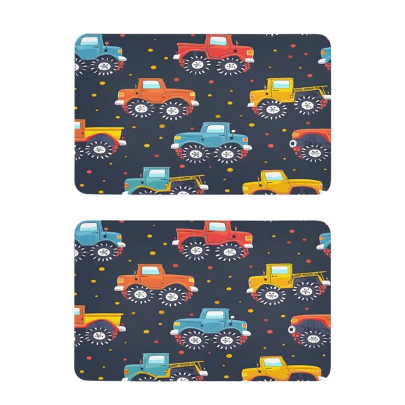 Hand Paint Monster Trucks Strong Fridge Magnets Refrigerator Magnets Sticker Decor for Whiteboards Locker 4"x2.5" 2 Pack