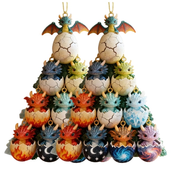 Hand Painted 2-PC Set 5" H Cute Dragon Eggs Figurine Statue Sculpture Ornament Decoration Home/Room Decor Ideas for Housewarming, Holidays and Birthdays Great Collectible