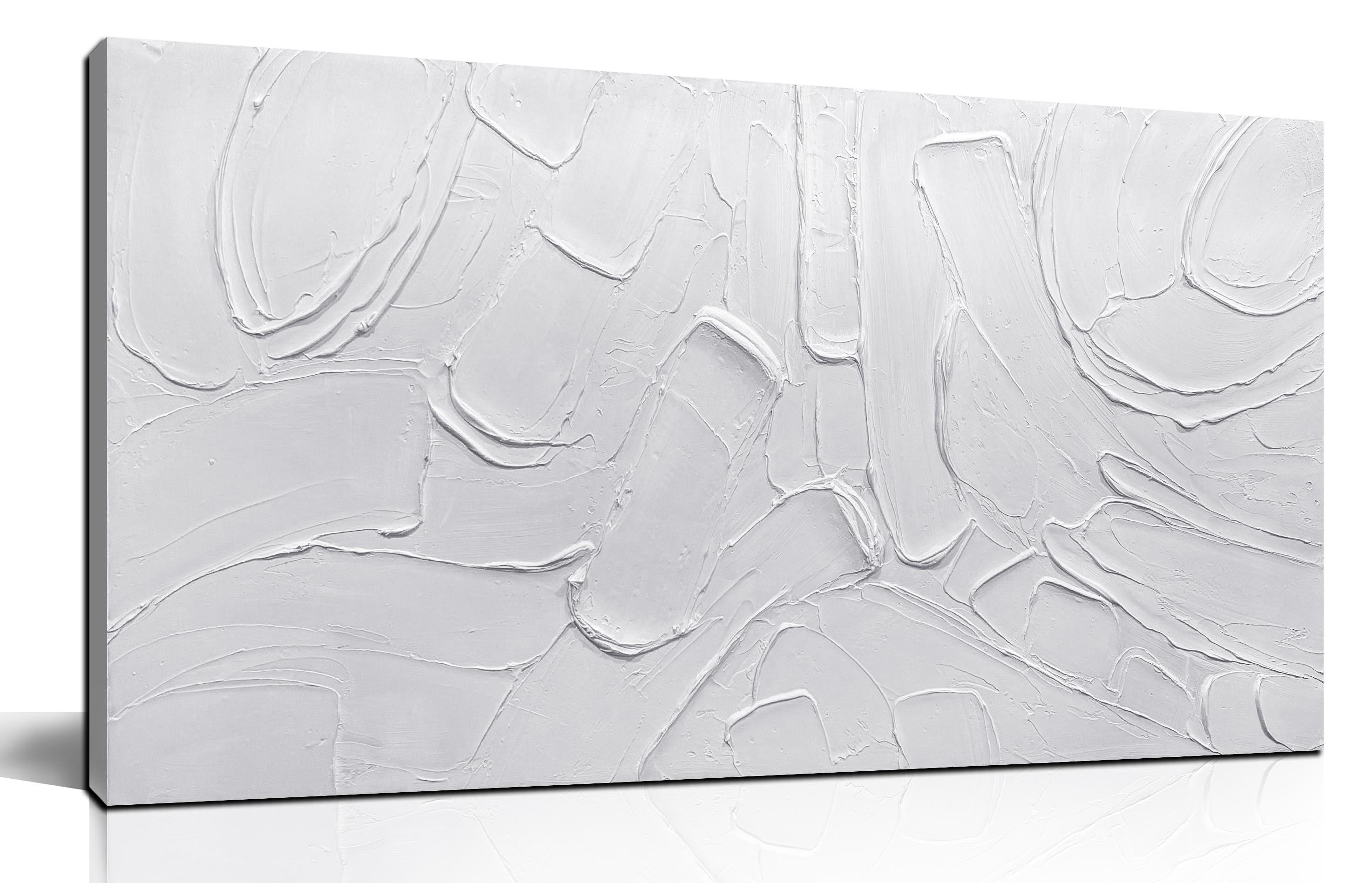 Hand-Painted 3D Textured Canvas Wall Art Picture, Off-White Wavy ...