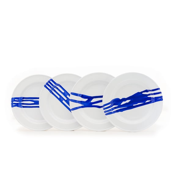 Hand Painted 7" Enamel Dessert Plate Set of 4