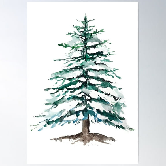 Hand Painted A Lone Pine Tree Covering With Snow Poster Wall Art, Modern Wall Decor For Living Room Bedroom, 12x18 UNFRAMED