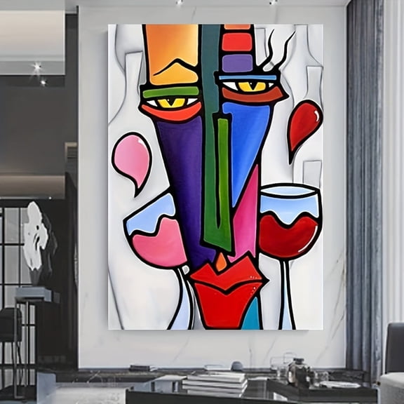 Canvas Painting Abstract Red Wine Men Canvas Art, Modern Colorful Wall Decor, Fashion Theme, No Frame, for Living Room, Bedroom, Dining Room, Home Office Decoration