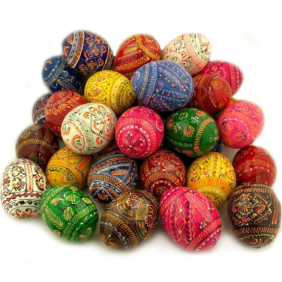 Hand Painted Assorted Set of 10 Pieces Colorful Ukrainian Pysanky Eggs