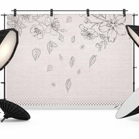 Hand Painted Backdrop for Photography, Flowers Floral Tree Leaves Photo Backdrop Portrait Background Party Banner Photo Backgrounds for Studio Booth Props, 12x8ft