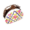 thumbnail image 1 of Blue Purse Roses: Special Antiqued Brass Hand-Painted Box Limoges Box Porcelain Figurine, 1 of 2
