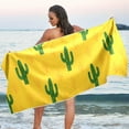 thumbnail image 1 of Hand Painted Cactus Beach Towel Quick Dry Absorbent Bath Towels Sandproof Lightweight Towel for Gym Yoga Sports Swimming - 31x71in Washcloth Gift, 1 of 7