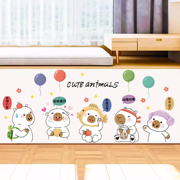 Hand-Painted Capybara Wall Decal - Cartoon Pet Store & Bedroom Headboard Self-Adhesive Sticker