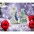 thumbnail image 1 of Hand Painted Ceramic Blue Santa Claus Reindeer Tree Salt Pepper Shakers Gift, 1 of 5