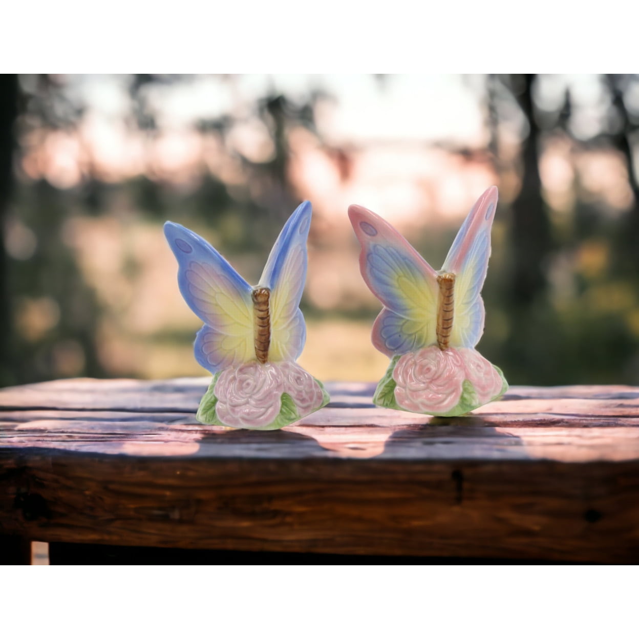 Butterfly Shaped Ceramic Salt and Pepper Shakers Set
