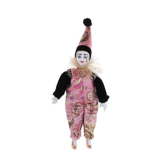 Hand-Painted Ceramic Clown Doll Retro Collectible, Halloween Christmas Shelf Decor Adults 22cm Figurine