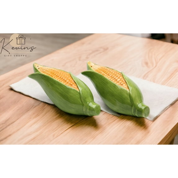 Hand Painted Ceramic Corn Salt and Pepper Shakers 4.125"