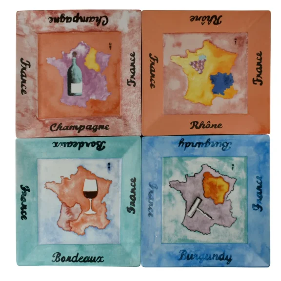 Hand Painted Ceramic Dinner Plates Set of 4 - 10 1/2" W546