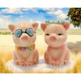 thumbnail image 1 of Hand Painted Ceramic Happy Pig Salt Pepper Shakers Set, 1 of 5