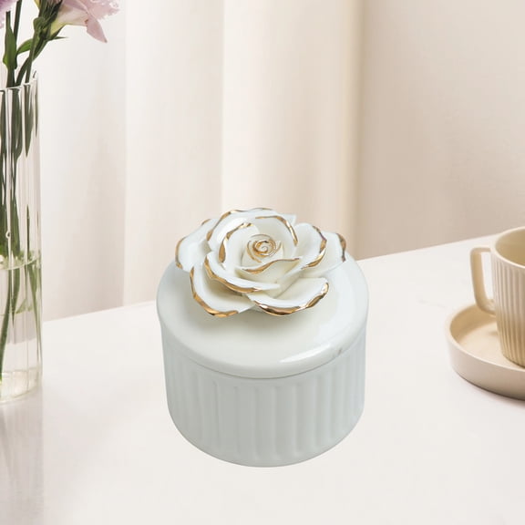 Hand-Painted Ceramic Jewelry Storage Jar - Multifunctional Organizer Box for Home Decor, Wedding Gift, Candlestick Holder, 8x8x8cm