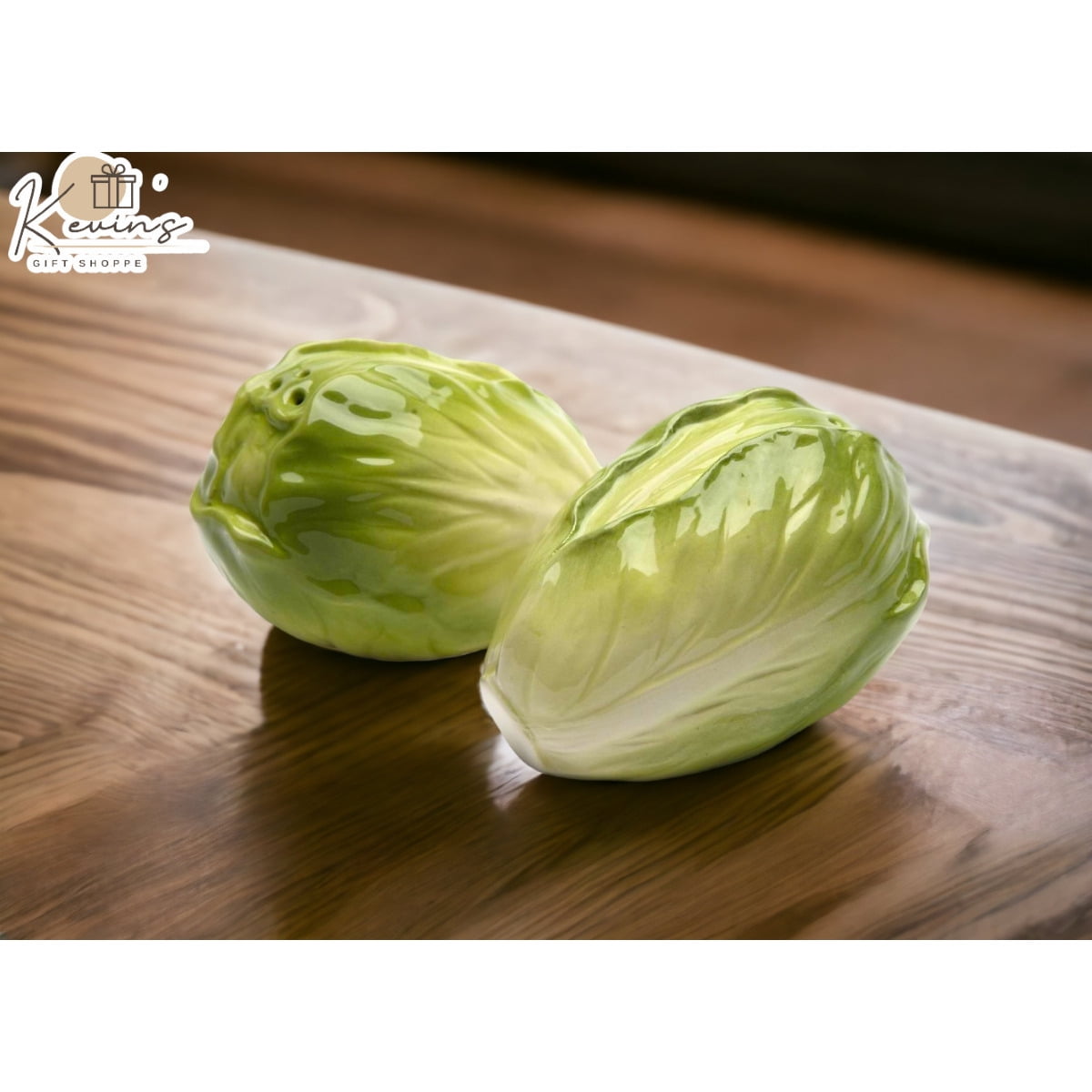 Hand-Painted Green Ceramic Cabbage Salt and Pepper Shakers