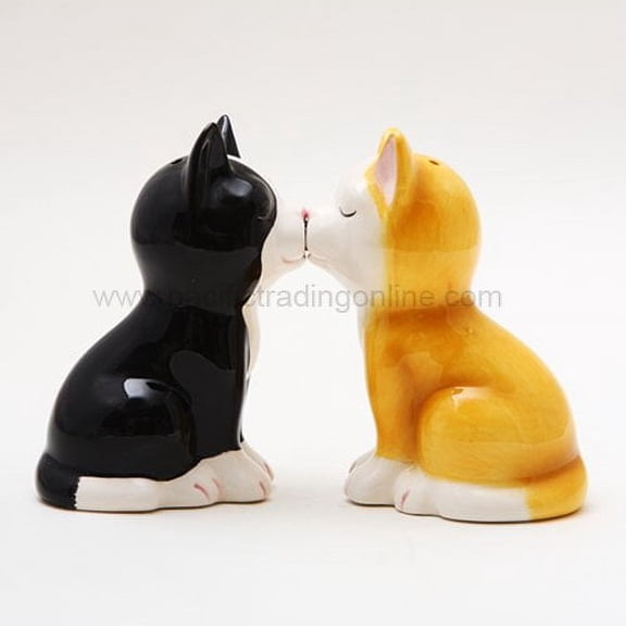 Hand Painted Ceramic Magnetic Salt and Pepper Shaker Set- Kittens