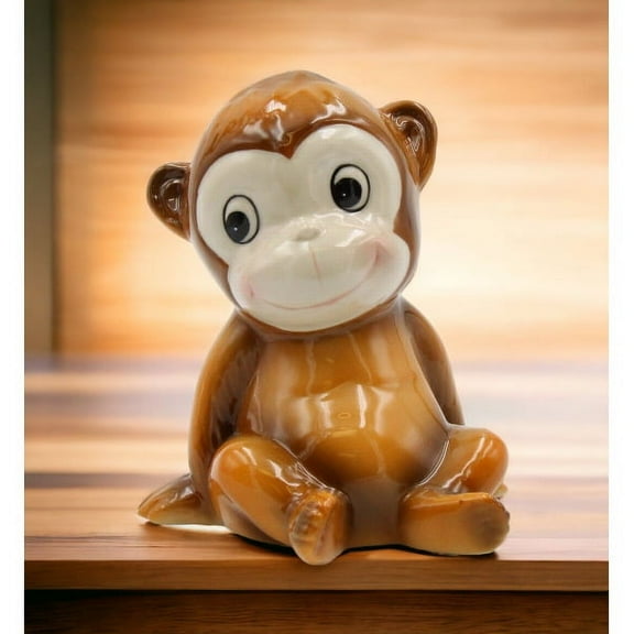 Hand Painted Ceramic Monkey Piggy Bank, Home Décor, Gift for Daughter, Gift for Son, Kids’ Room Decor